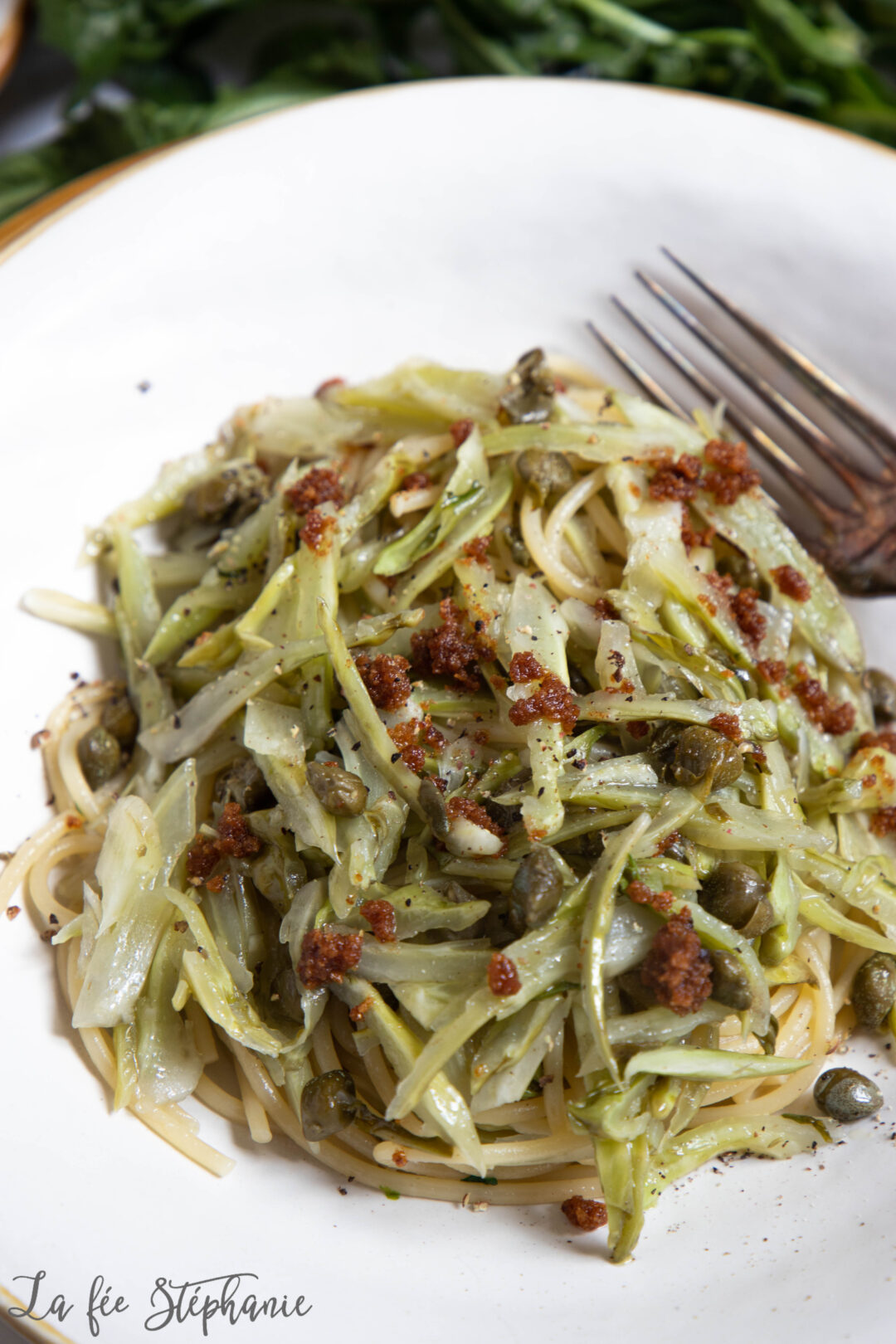 Spaghetti Aux "puntarelle"comme En Italie - La Fée Stéphanie